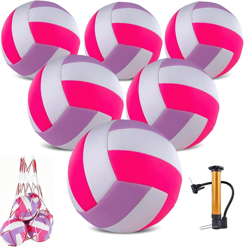 HYPGARD 6 Pack Volleyballs Official Size 5, Waterproof Soft Bulk Recreational Volley Balls with Pump and Net Bag for Indoor Outdoor Beach Sand Water Pool Game Training Match for Teenager Beginner - Image 1